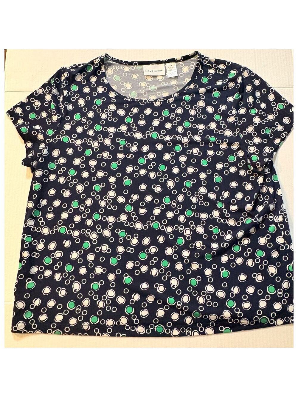 NEW Alfred Dunner blue green white circles - M